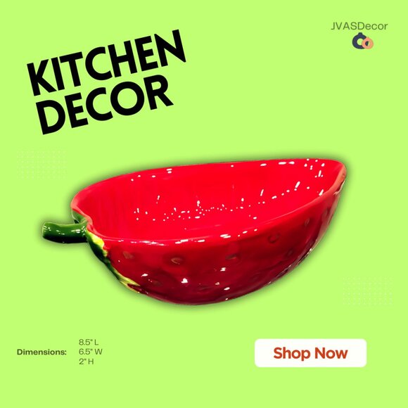 Vintage Strawberry Ceramic Bowl – Fruit Shaped Kitchen & Table Décor - Picture 5 of 6